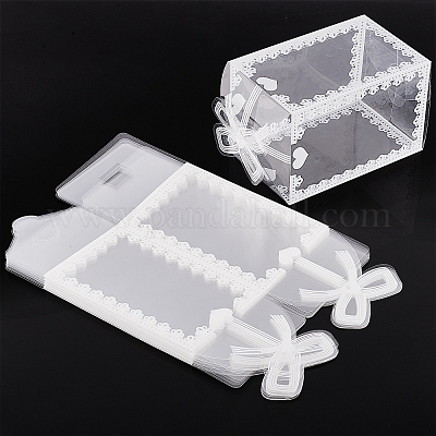 12x7x7cm BENECREAT 24PCS Clear Gift Box with Bowknot Party and Shower Favors Transparent PVC Favour Boxes Empty Containers Packing Box for Holiday Wedding 
