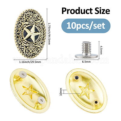 10 шт. овальные звездочки из цинкового сплава декоративные застежки для сумок FIND-FH0011-49AG-1