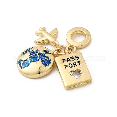 Европейские подвески-шармы из латуни с эмалью в виде самолета KK-M309-18G-02-1