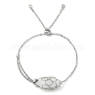 Браслеты-слайдеры из натурального кварца с кристаллами пули BJEW-JB09901-05-1