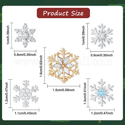 5 пара 5 стильных изысканных рождественских серег-гвоздиков с кубическим цирконием в виде снежинки EJEW-AN0002-39-1