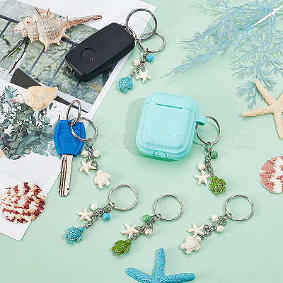 12шт. 3 брелока из синтетической бирюзы KEYC-ME00003-1