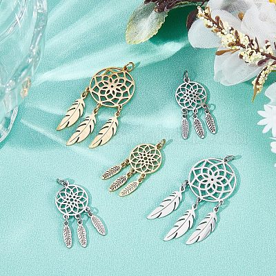 Wholesale SUNNYCLUE 1 Box 8Pcs Dream Catcher Charms Dream Catchers Charm  Stainless Steel Feather Charm Hollow Metal Double Sided Charms for Jewelry  Making Charm Earrings Necklace Keychain Women DIY Supplies 