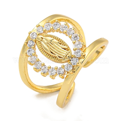 Кольцо с покрытием Saint Rack из латуни RJEW-I105-04G-03-1