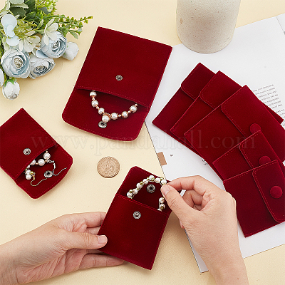 Wholesale SUPERFINDINGS 8Pcs 2 Style Square Velvet Jewelry Bags 