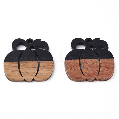 Подвески на осеннюю тему из смолы и орехового дерева RESI-N025-027-B02-1