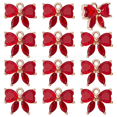 12 шт. латунные стеклянные подвески KK-PH0013-43A-1