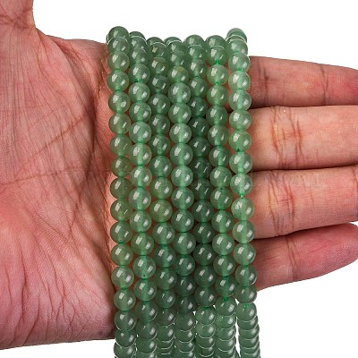 Естественный зеленый авантюрин круглый шарик нити G-P070-37-6mm-1