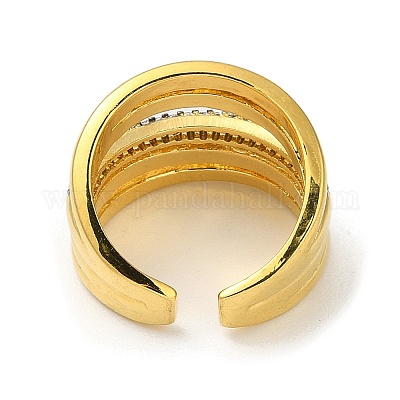 Кольца-манжеты для пальцев из латуни с микропаве из кубического циркония для женщин RJEW-C114-16D-G-1