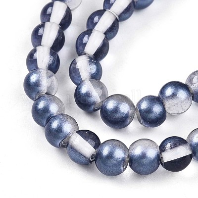 Запекание окрашенные прозрачные стеклянные бусины нити DGLA-N011-6mm-08-1