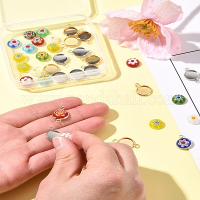 16 шт. 4 стиля подвески из нержавеющей стали с кабошонами STAS-FS0001-79-1