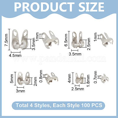 400 шт. 4 стиля стойки с покрытием из латуни с бусинами KK-UN0003-22P-1