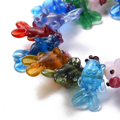 手作りランプワークビーズ  バンピー  魚  ミックスカラー  25~35x14~17x13~15mm  穴：1.8~2mm  約20個/連  8.46インチ（21.5cm）&nbsp;LAMP-F020-33-1