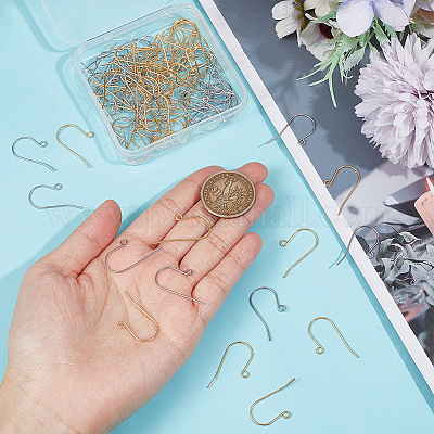 100 шт. 2-х цветные крючки для сережек из нержавеющей стали 304 STAS-UN0053-63-1