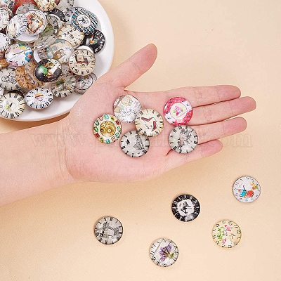 Печатные стеклянные кабошоны&nbsp;GGLA-PH0005-25mm-003-1