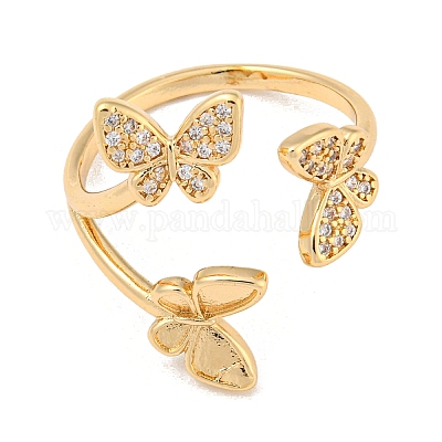 Открытые манжеты из латуни с фианитами RJEW-B052-06G-02-1