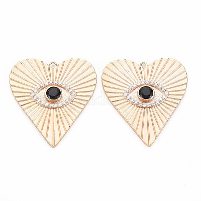 Подвески из латуни с прозрачным микропейвом и черным фианитом KK-S356-752-1