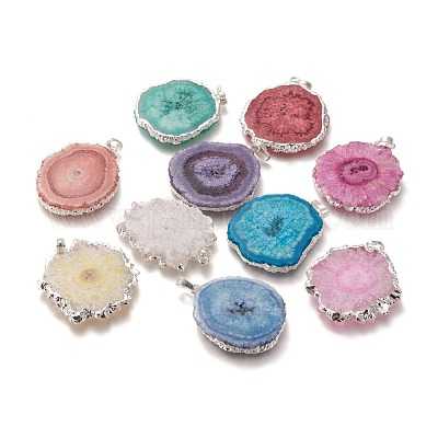 Кулоны с кристаллами солнечного кварца из окрашенных природных друзов G-F693-01-S-1