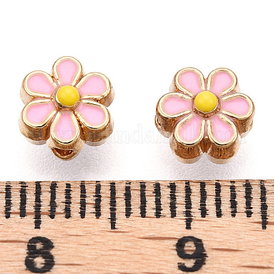 Perles d'émail en alliage de ton or clair&nbsp;ENAM-WH0057-43C-1