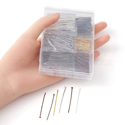 600 шт. 6 цвета железные плоские булавки с головкой&nbsp;IFIN-YW0001-97-1