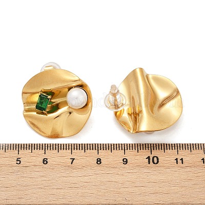 Серьги-гвоздики из нержавеющей стали 304 с кубическим цирконием EJEW-Z110-03G-03-1