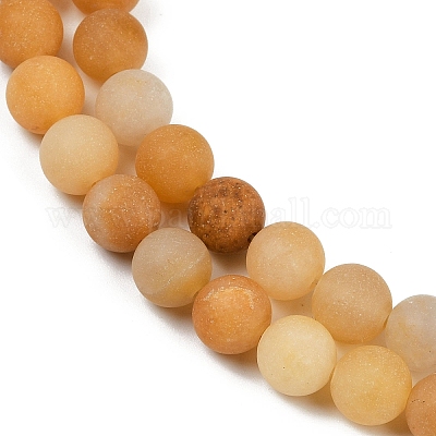 Матовые круглые естественно желтый авантюрин бусинка пряди G-J338-06-8mm-1