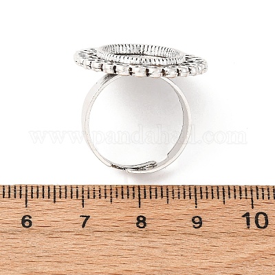 Старинные регулируемые железные компоненты цветок палец кольцо сеттинги ободок сплав кабошон PALLOY-O036-21AS-1