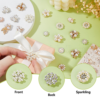 60 шт. 15 стиля кабошонов из сплава со стразами FIND-FH0011-73-1