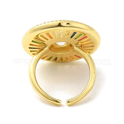 Латунные стеклянные кольца с микропаве и кубическим цирконием RJEW-R145-01G-1