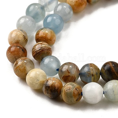 Нити из натурального голубого кальцита G-H312-C02-6mm-1