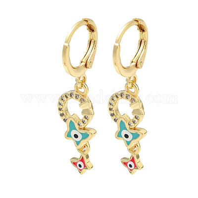 Серьги с подвесками из латуни с покрытием из настоящего 18-каратного золота EJEW-A033-22G-01-1