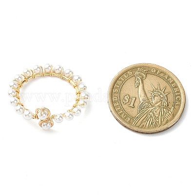 Открытое кольцо-манжета с жемчугом и ракушкой RJEW-TA00102-1