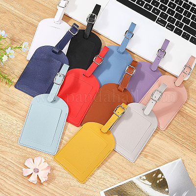 Вырезанная полая 11шт 11 цвета pu кожа багажная бирка OFST-CL0001-03-1