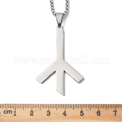 Ожерелье с подвеской из нержавеющей стали 201 с символом руны смерти NJEW-H065-18P-1