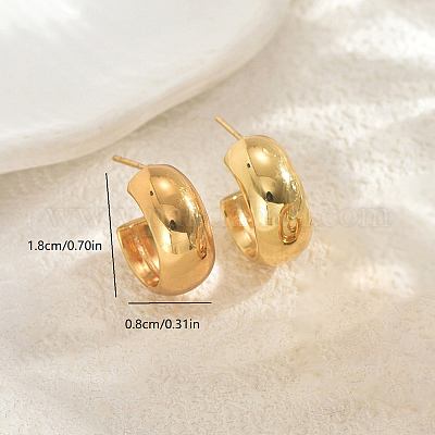 Простые серьги-гвоздики из нержавеющей стали в форме буквы С VU8878-1-1