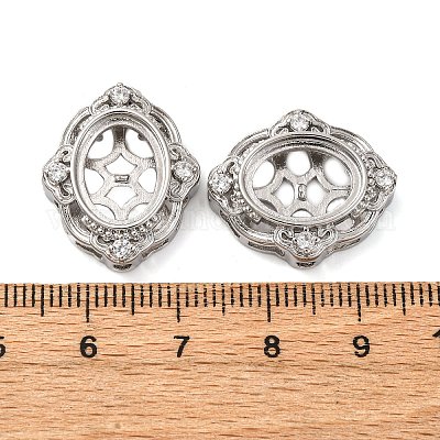 Оправы из латунных микропаве из прозрачных кубических цирконий с кабошонами KK-U074-03P-1