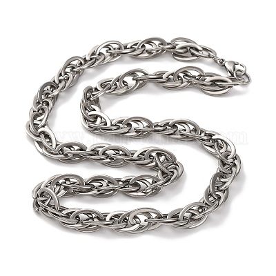 Ожерелье из овальной веревочной цепи из нержавеющей стали 201 NJEW-F222-32P-1