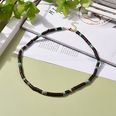 Бусы из кокоса и натуральной имперской яшмы NJEW-JN03727-1