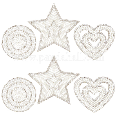 6 шт. 3 стиля тканевых нашивок со стразами для термоприклеивания/пришивания DIY-GF0010-04-1