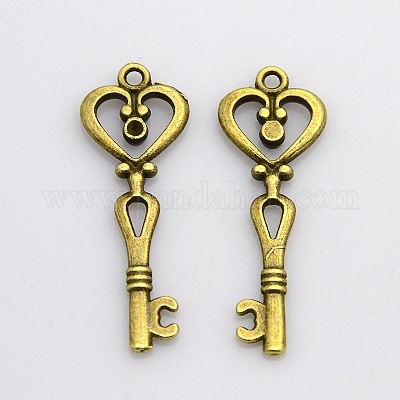 Тибетском стиле сплава Skeleton Key подвески TIBEP-EAA119Y-AB-FF-1