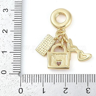 Стойка покрытие латунь прозрачный кубический цирконий макияж европейские подвески-шармы X-KK-P287-34D-G-1