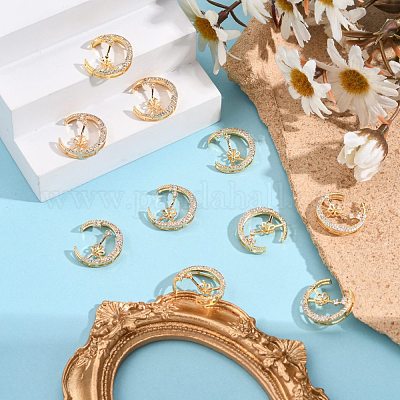 Латунные микропейв прозрачные кубические циркониевые винты с ушками KK-T062-110G-NF-1