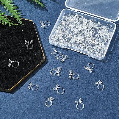 80 шт. 4 стиля фурнитуры для сережек-клипс из пластика/смолы KY-FS0001-35-1