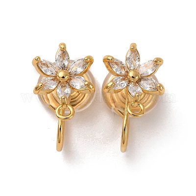 Фурнитура для ушей из латуни с микропаве из кубического циркония KK-F898-19D-G-1