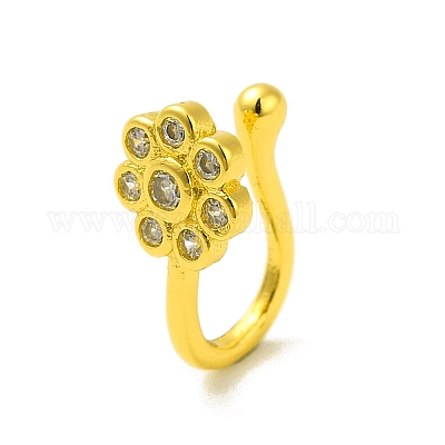 Прозрачная цветочная клипса из кубического циркония на кольцах в носу AJEW-F059-10G-1