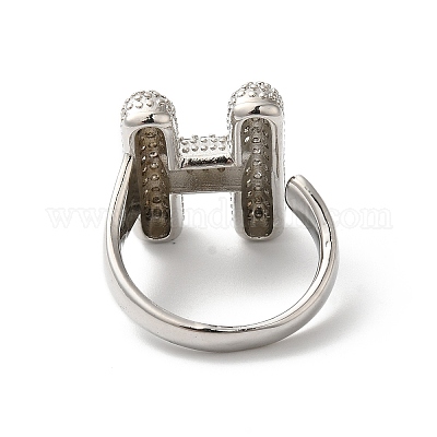 Открытое кольцо-манжета из латуни с надписью микро паве для женщин с прозрачным кубическим цирконием RJEW-N046-03H-P-1