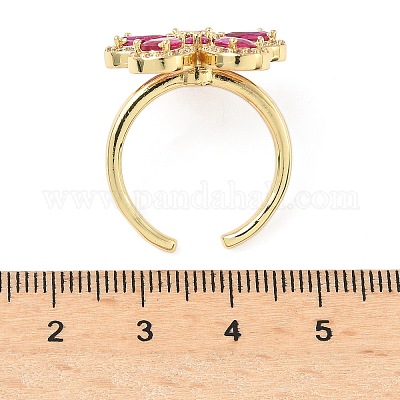 Кольца-манжеты из цветочной латуни с микропаве из кубического циркония для женщин RJEW-A069-14G-1