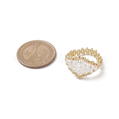 Стеклянные кольца для пальцев&nbsp;RJEW-MZ00030-05-1