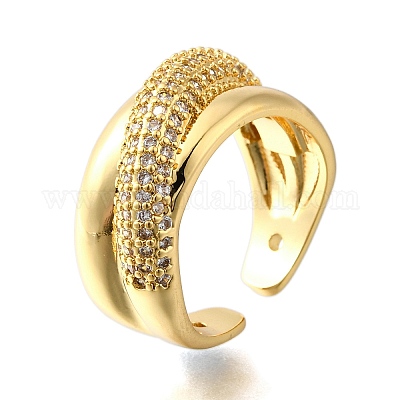 Открытые манжеты из латуни с микропаве и цирконием для женщин RJEW-K292-01G-1