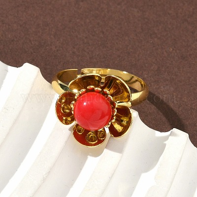 Латунные регулируемые кольца на палец для женщин RJEW-K295-02G-1